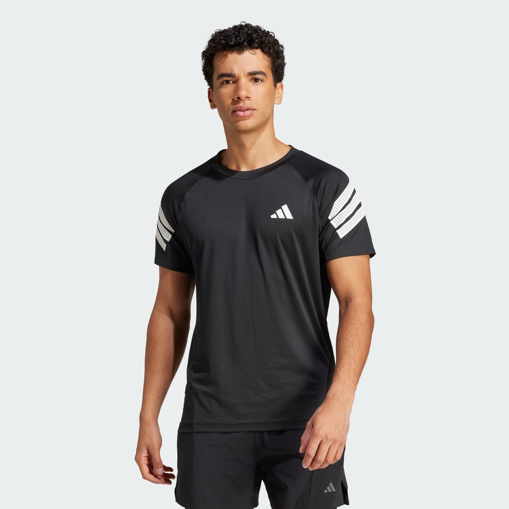 adidas Gym & Training เสื้อยืด Icon 3-Stripes ผู้ชาย สีดำ JW9729