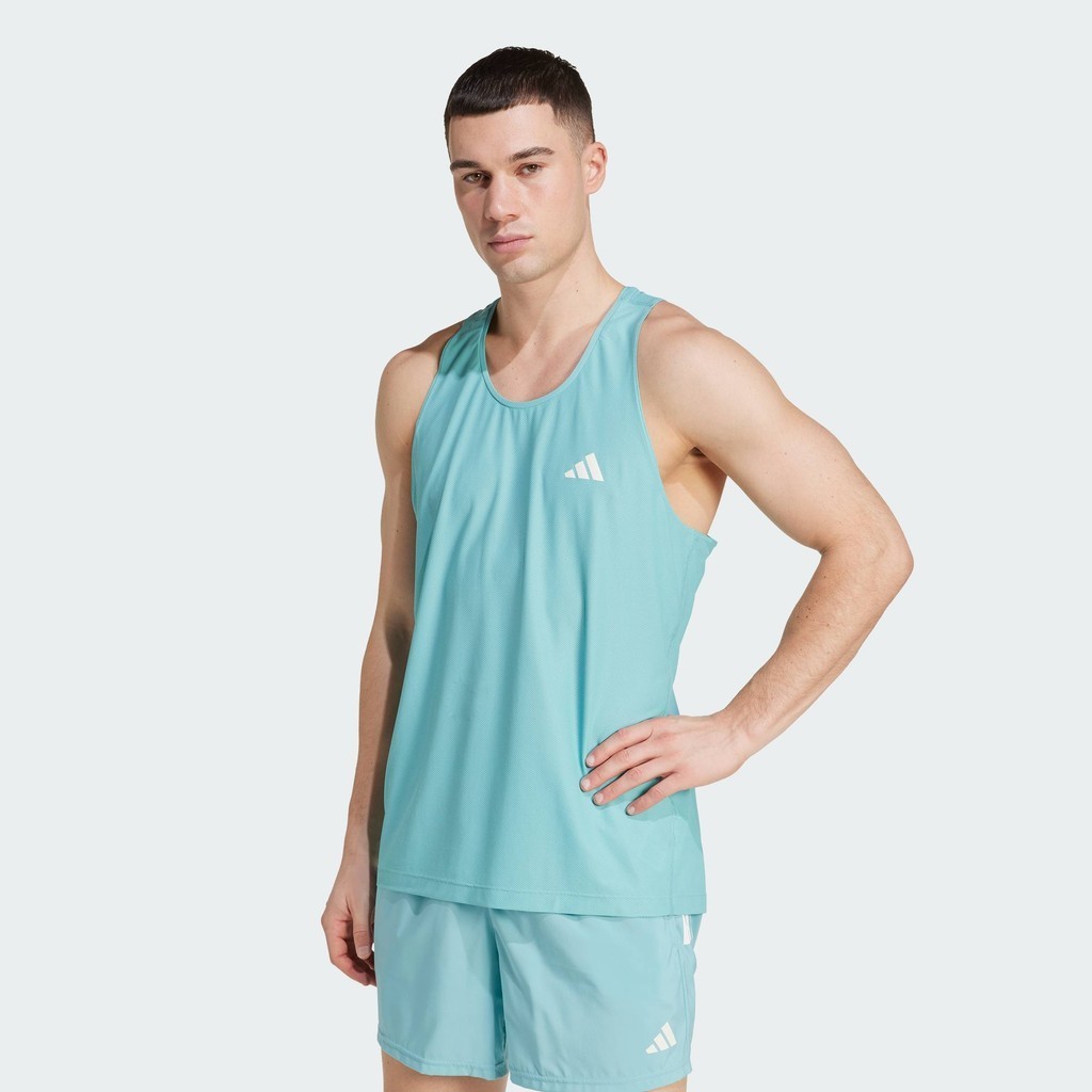 adidas วิ่ง เสื้อกล้าม Own the Run ผู้ชาย สีเทอร์คอยส์ JW9680
