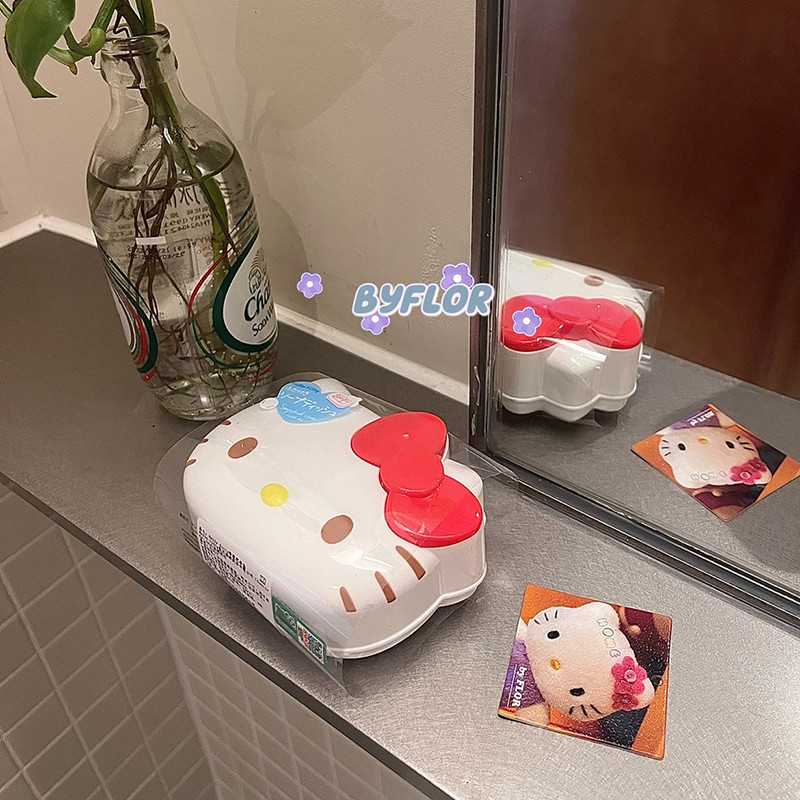 กล่องสบู่คิตตี้น่ารักเคาน์เตอร์สบู่ผู้จัดงานสบู่ระบายน้ํากล่องเก็บอุปกรณ์ห้องน้ํา - รูปที่ 6