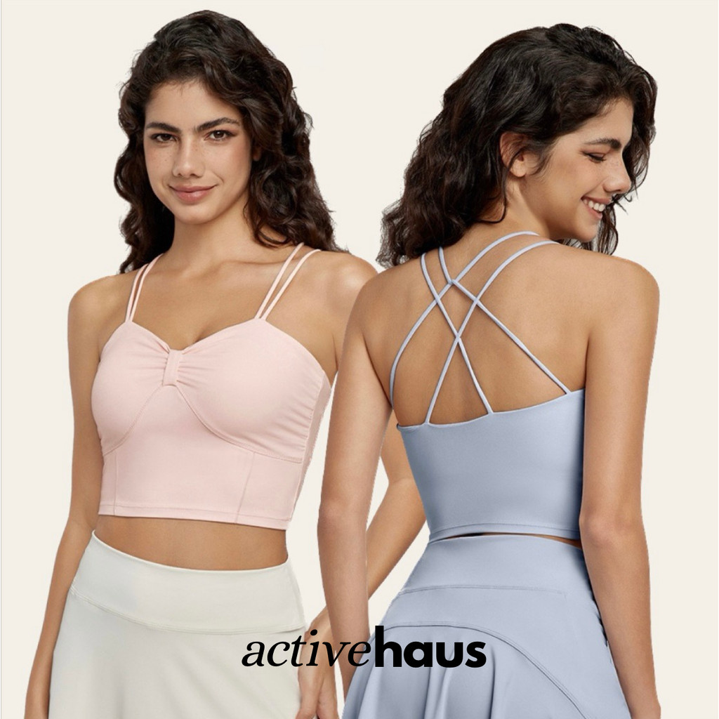 Colette กีฬา Bra ฤดูร้อนแขนกุด Basic Top V คอ Crop Tanktop พร้อม Padding ถ้วย Bra BH Racer Tank ผู้ห