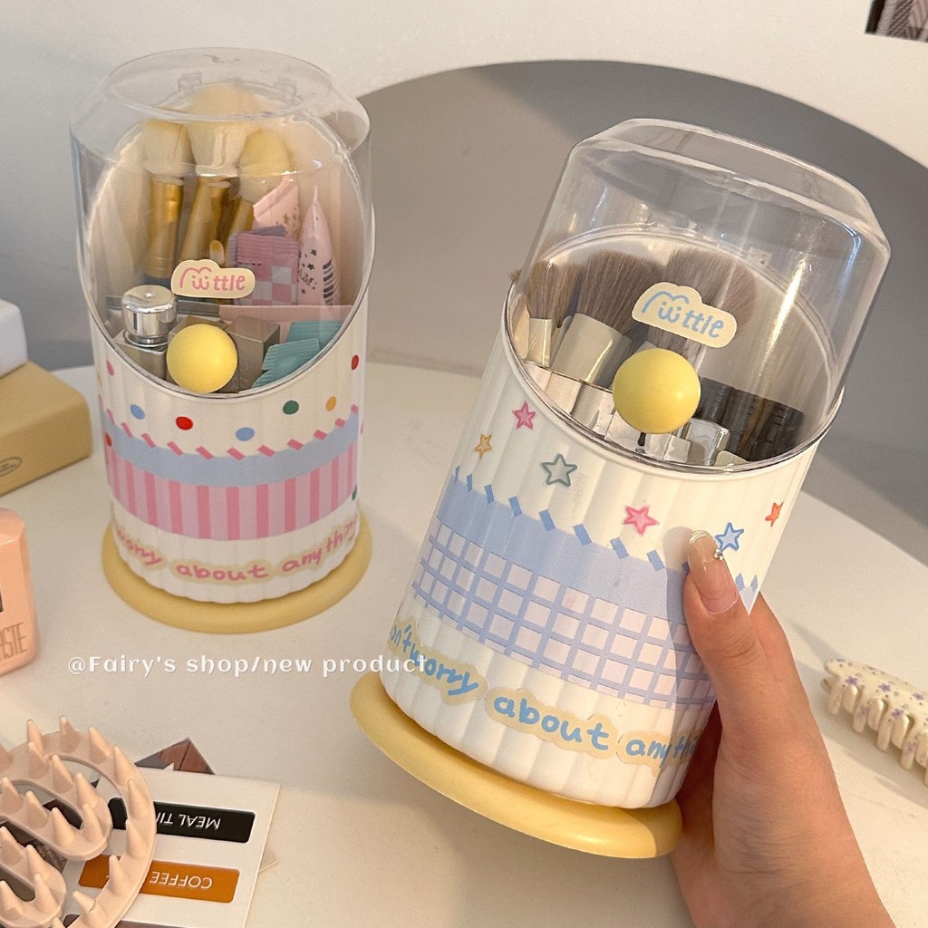 [ส่วนลด] อิน สไตล์ มูลค่าสูงแปรงแต่งหน้าหลอดเก็บป้องกันฝุ่นกล่องเก็บเครื่องสําอางนักเรียนหอพักสก์ท็อปผู้ถือปากกา