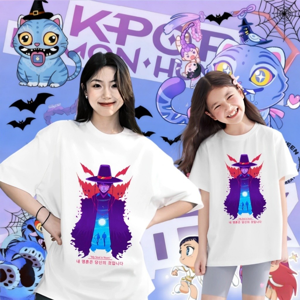 เสื้อเด็กฮาโลวีน Kpop Demon Hunter x Halloween Trick or Treat PumpkinAdult &kids Tshirt 100CM-5XL1O9