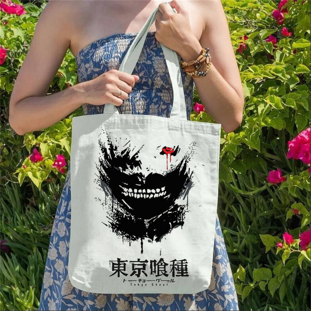 Tokyo Ghoul Kaneki Ken Suzuya Juuzou Canvas Tote Bags Custom Sustainable Zero Waste Sustainable Shop