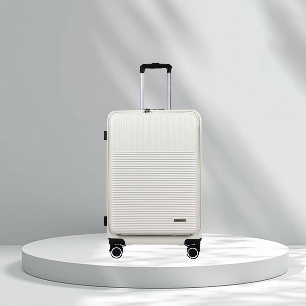 GlobalHouse WETZLARS กระเป๋าเดินทาง ขนาด 24 นิ้ว พร้อมช่องใส่ของด้านหน้า รุ่น Spring-02 ขนาด 25x42x60 ซม. สีขาวไวท์พีทอล