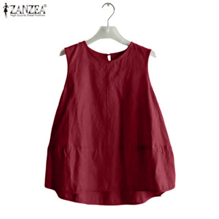 แซนเดรสสไตล์เกาหลีสำหรับผู้หญิง คอกลมแขนกุด ทรงหลวม จากผ้าฝ้…