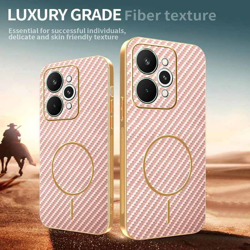 เคสโทรศัพท์แม่เหล็กสําหรับ Realme 15T 15 14T 14 12 Pro Plus 12+ GT 8 7 6T 6 Pro C75 C71 5G 4G Realmi GT7 Case ปลอกหรูหราคาร์บอนไฟเบอร์รูปแบบกันกระแทกฝาครอบป้องกัน