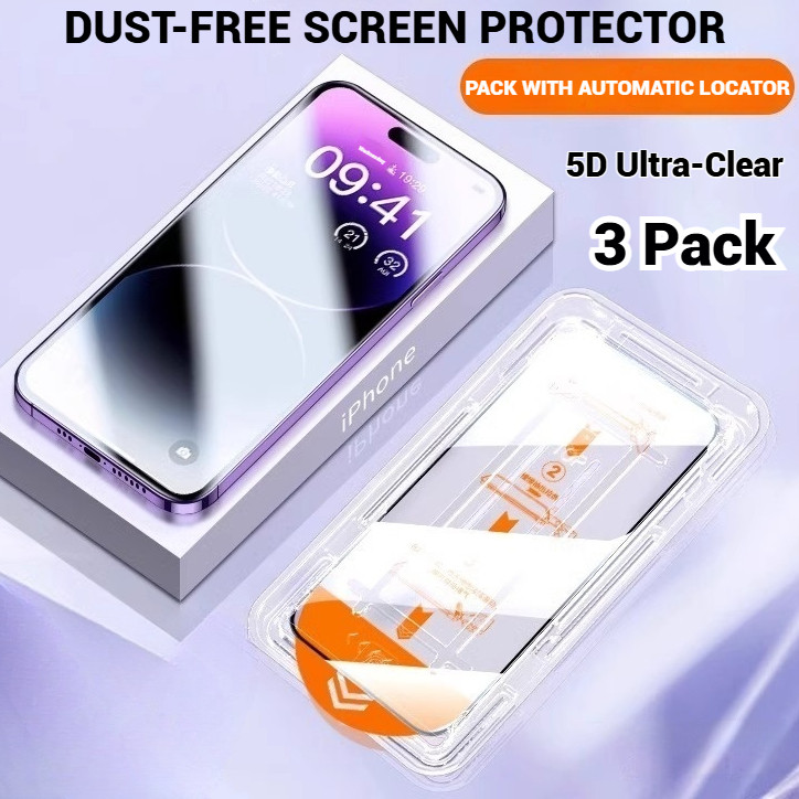YOOVEI ความแข็ง 9H สําหรับ iPhone 17/16/15/14/13 Pro Max ปกป้องหน้าจอ 3 แพ็ค (รอยขีดข่วน, ป่นปี้, ความต้านทานการตก) 5D กระจกนิรภัย Full Edge Coverage พร้อมตัวระบุตําแหน่งอัตโนมัติ