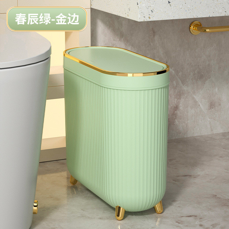 R7B ถังขยะห้องน้ําในครัวเรือน High-Appearance Light Luxury Push Type พร้อมฝาปิด Gap ขนาดใหญ่-ความจุห