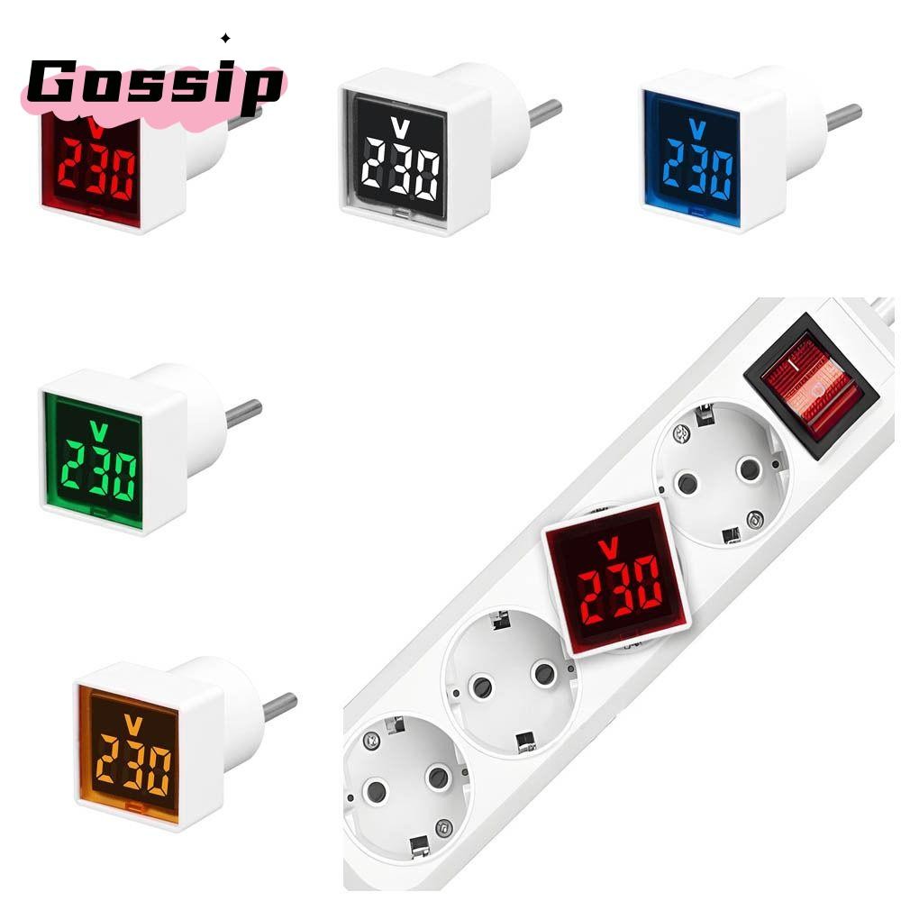 GOSSIP เครื่องวัดแรงดันไฟฟ้า, ดิจิตอล 220V/230V โวลต์มิเตอร์สแควร์, แบบพกพา EU Plug Display AC โวลต์