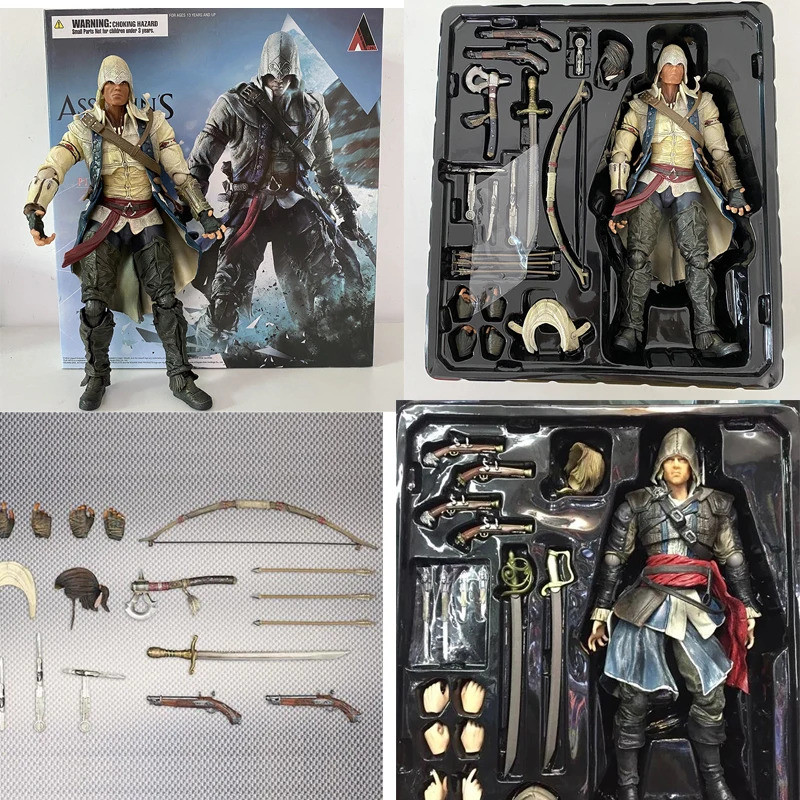 Play Arts Kai Edward Kenway Connor Action Figure Origins ตัวละครเคลื่อนย้ายได้ของเล่น 30 ซม.