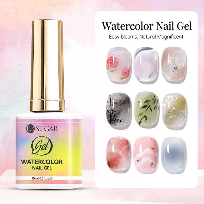 【Local】UR SUGAR 15ml สีน้ํา BlossomNail Gel หมึกใส BloomingGel Soak Off UV LED Marble Effect ยาทาเล็