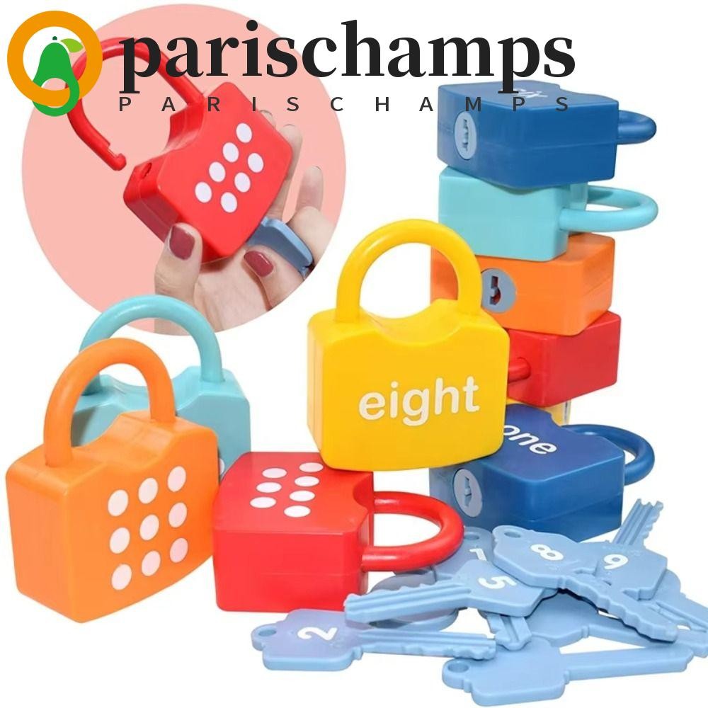 ปารีสCHAMPS Number Lock Key Toys, Math Count ปลดล็อค Key Early Educational Toys, Boys Girls Number M