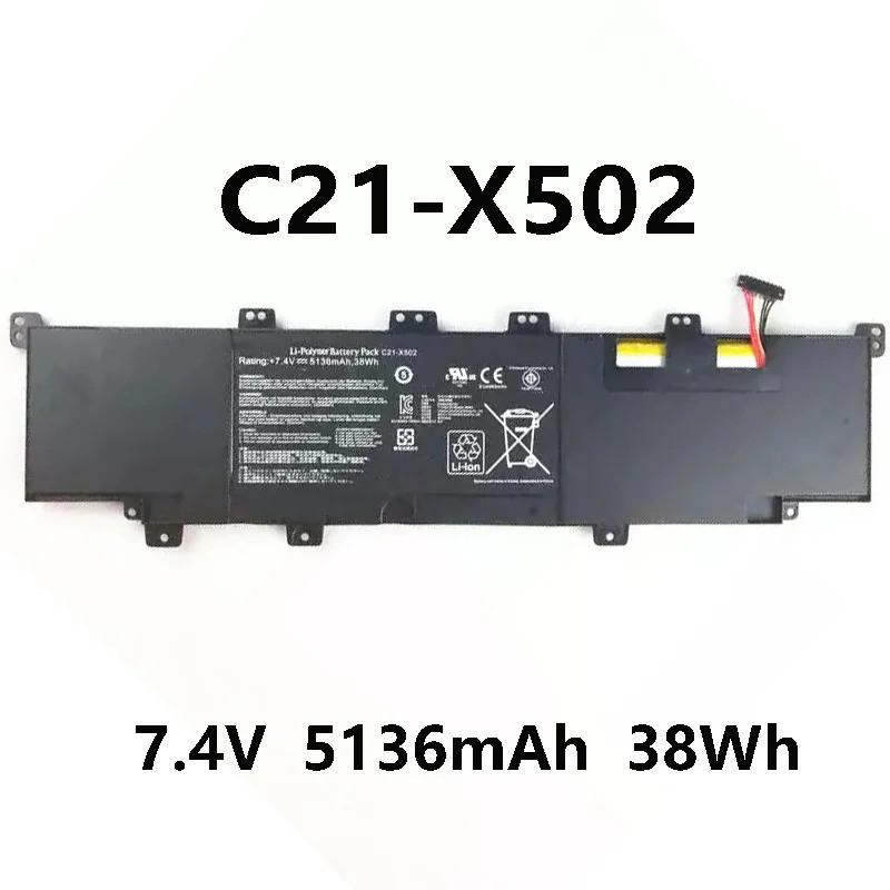 C21-X502 7.4V 5136mAh 38Wh แบตเตอรี่เดิมสําหรับ ASUS X502 X502C Pu500c Pu500ca V500c 0b200-0032030 ซ