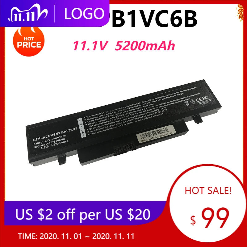 AA-PB1VC6B ใหม่ 6 เซลล์แบตเตอรี่แล็ปท็อปสําหรับ Samsung NP-Q330 N210 N210P N218 N220 N220P NB30 X318