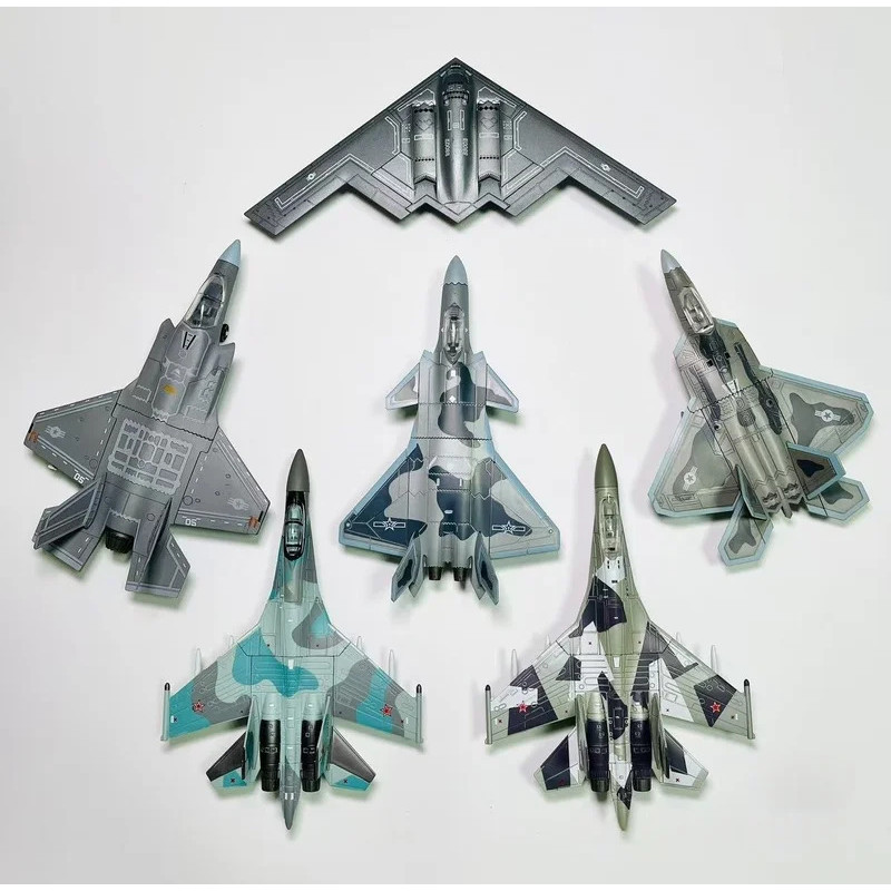 FW ใหม่ทหาร Series Building Blocks ชุดเครื่องบิน b2 /f22/su57s/su35/j35 ของเล่นเด็ก Xmas ของขวัญ