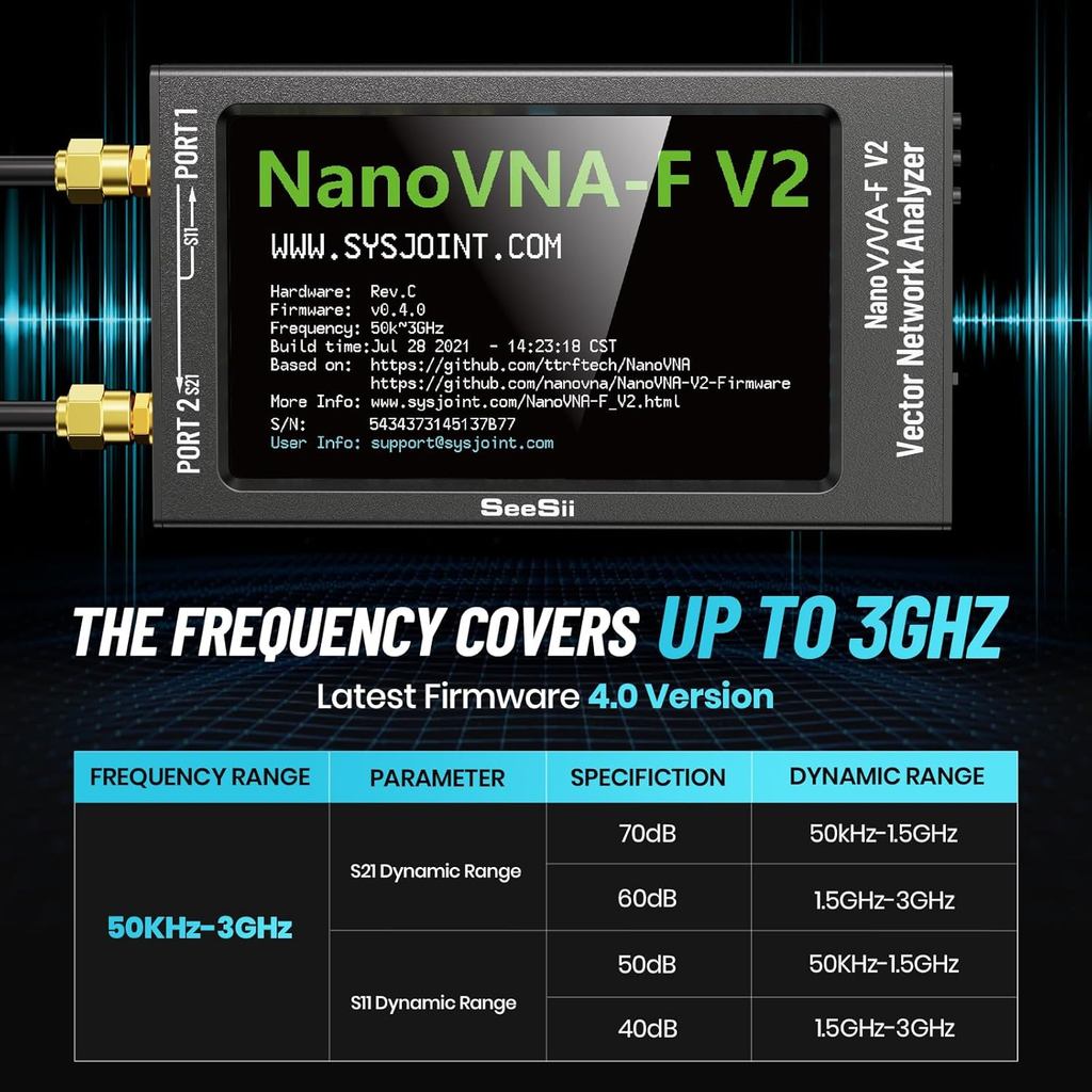 อัพเกรด NanoVNA-F V2 Vector Network Analyzer 50kHz-3000MHz HF VHF UHF VNA เครื่องวิเคราะห์เสาอากาศ 4