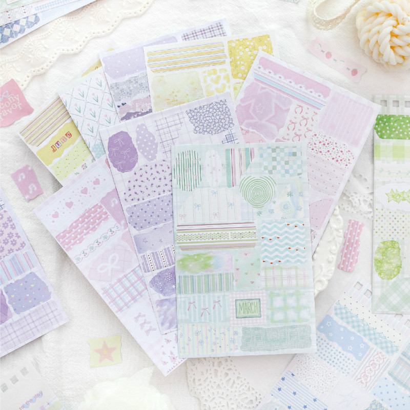 ไดลี่|50ชิ้น/หนังสือสไตล์เกาหลีสดอินสติกเกอร์หนังสือนักเรียนโน๊ตบุ๊ค ทําเอง พื้นหลังสติกเกอร์ตกแต่งโน๊ตบุ๊คไดอารี่ฐานวัสดุตกแต่งสติกเกอ