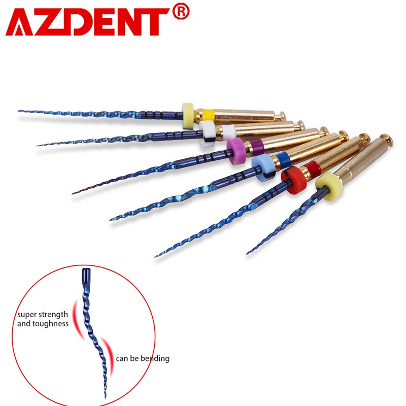 AZDENT 6 ชิ้น/กล่องทันตกรรมความร้อนเปิดใช้งาน Canal Root ไฟล์ SX-F3 25 มม.เครื่องมือทันตแพทย์สามารถ 
