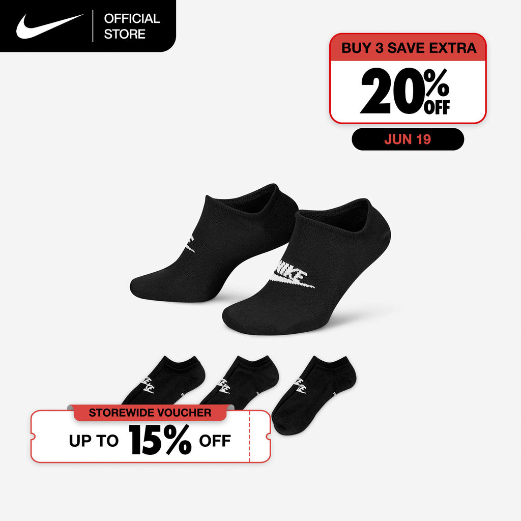 Nike Sportswear Everyday Essential No-Show Socks (3 Pairs) - Black [DX5075-010]