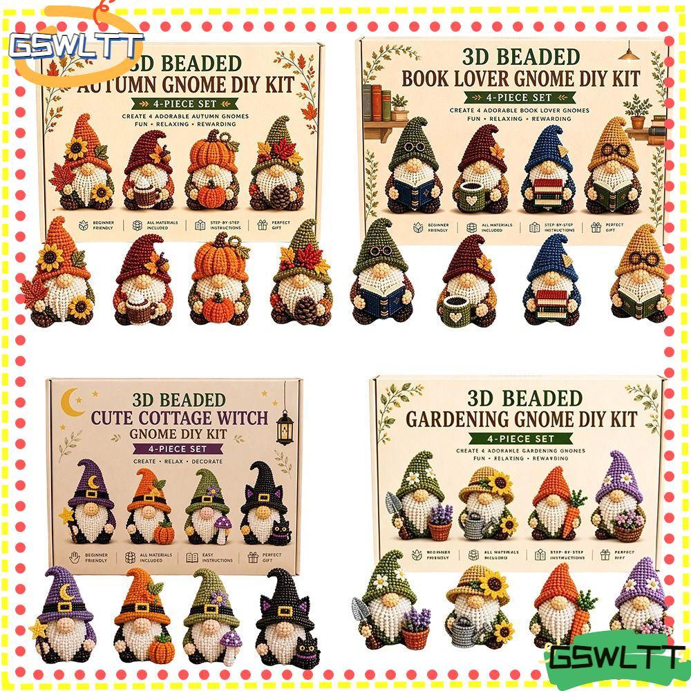 GSWLTT ชุด DIY Gnome ลูกปัดพลาสติก Gnome Craft Kit, ตกแต่งทําด้วยมือ DIY Gnome DIY ชุดตกแต่งวันหยุด