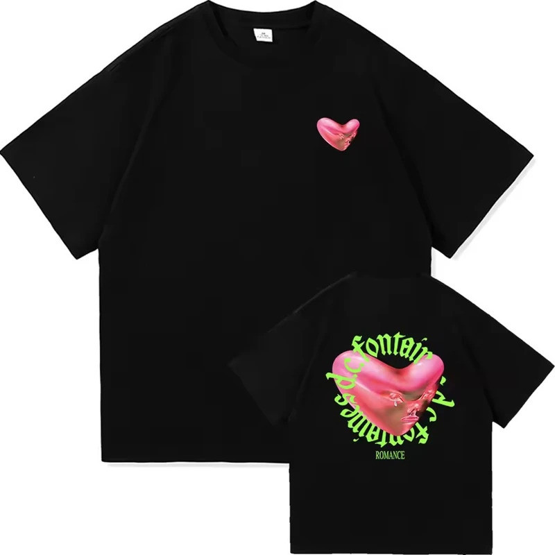 เสื้อยืดผู้ชาย Plus Fontaines D.C. Romance รุ่นใหม่ เสื้อคอกลมแขนสั้น พิมพ์ลาย