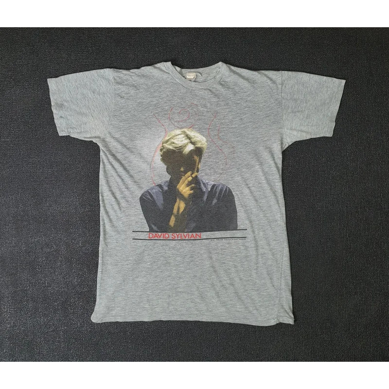 เสื้อยืดวงดนตรี David Sylvian จากญี่ปุ่น ปี 1984 รุ่นวินเทจ ไซส์กลาง หายาก วงดนตรีอังกฤษยุค 80 สไตล์