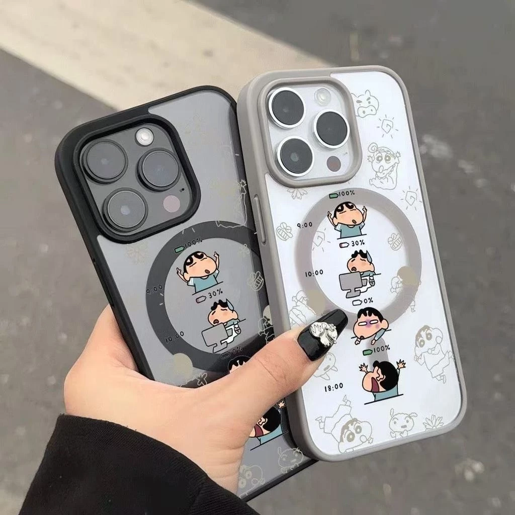 เคสโทรศัพท์ชินจังสุดน่ารัก เข้ากันได้กับ iPhone 17 Pro 16 15 Plus 14 13 Pro Max 12 11 เคสแม่เหล็กคุณภาพสูง