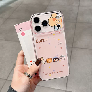 For iPhone เคสไอโฟน หมีน้อยสีเหลือง 11 12 13 14 15 16 17 PLUS B4PRO MAX X XS เปลือกที่เรียบง่าย MAX XR 7/8PLUS