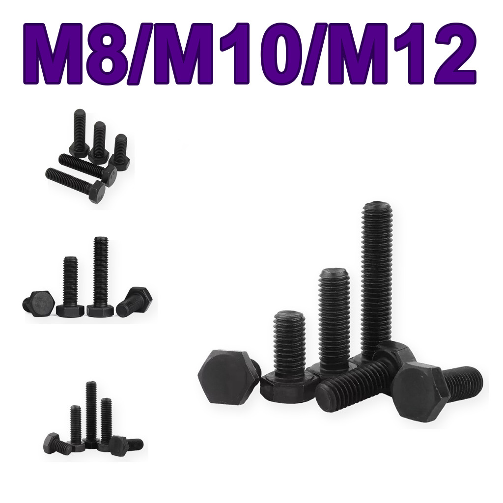 โบลท์หัวหกเหลี่ยม เกลียวละเอียด M8 M10 M12 เหล็กเกรด 8.8 แข็งแรง (5-20pcs) LXZ-TH1 M8 M10 M12 L16-60