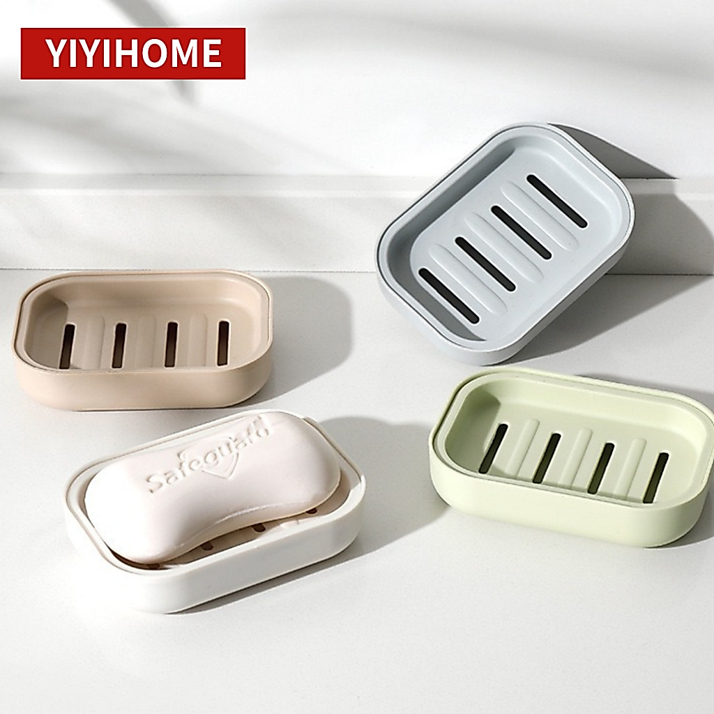 YIYIHOME กล่องเก็บสบู่ พลาสติก พร้อมฝาปิด ระบายน้ําได้ดี กันน้ำขัง แบบพกพา ทนทาน ดีไซน์เรียบหรู
