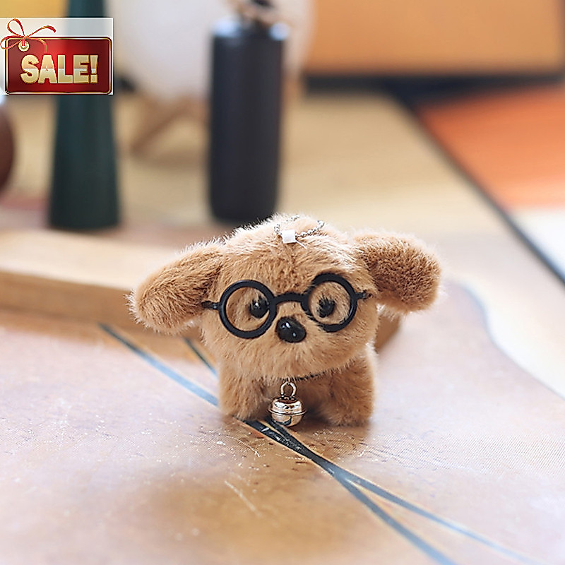 BL 1PC น่ารักแว่นตา Puppy Plush พวงกุญแจน่ารักการ์ตูนของเล่นจี้น่ารักตุ๊กตาสัตว์พวงกุญแจกระเป๋า A