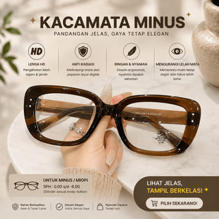Kacamata Minus -0.5 s/d -6.0 Fashion Retro Anti Radiasi Anti Blue Light High-Quality Material Kacamata Miopia Tipe 1975 Velocity Optik