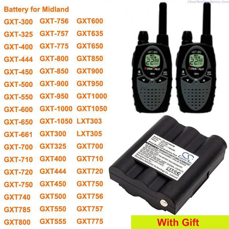 Cameron Sino 700mAh แบตเตอรี่ BATT-5R สําหรับ Midland GXT1000,GXT1050,GXT300,GXT325,GXT400,GXT444,GX