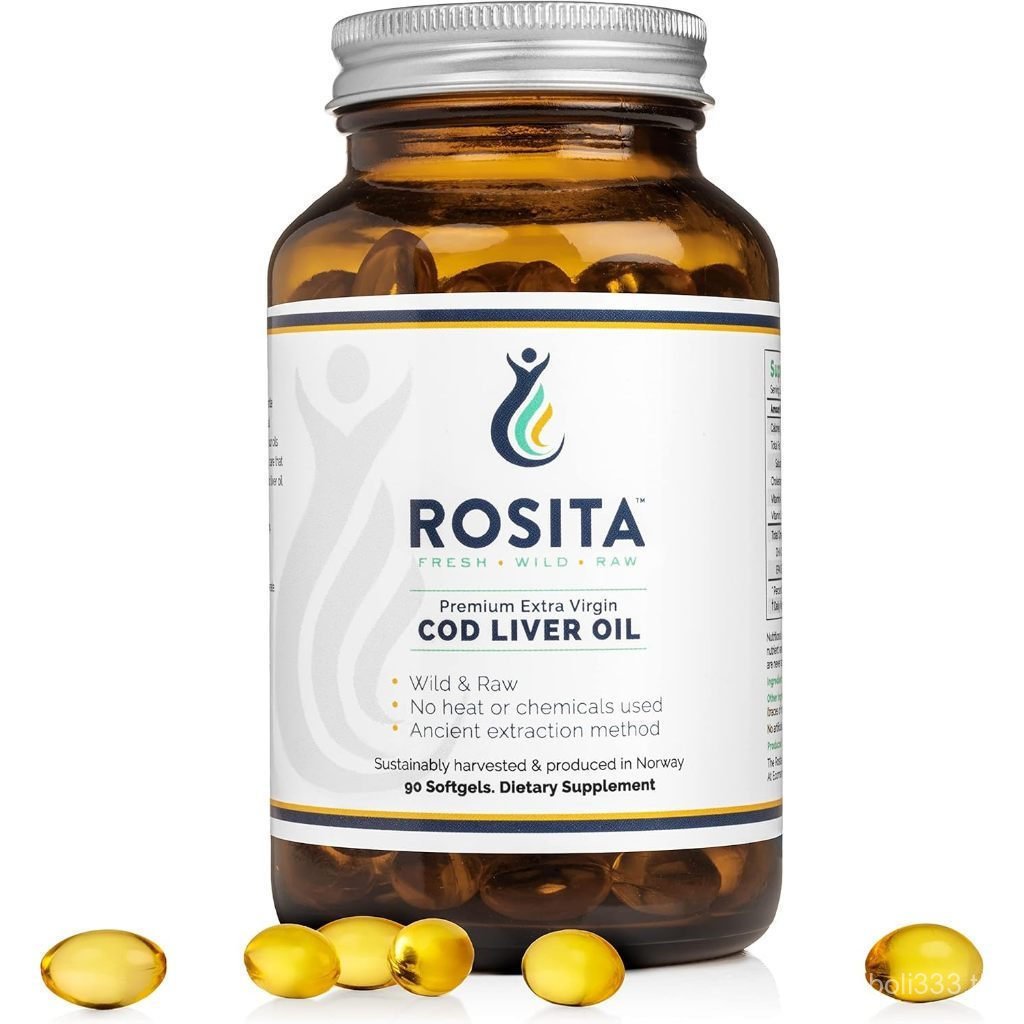 [IMPORT USA/Norway] Rosita Premium Extra Virgin Cod Liver Oil – Wild & Raw, Omega-3, Vitamin A & D –