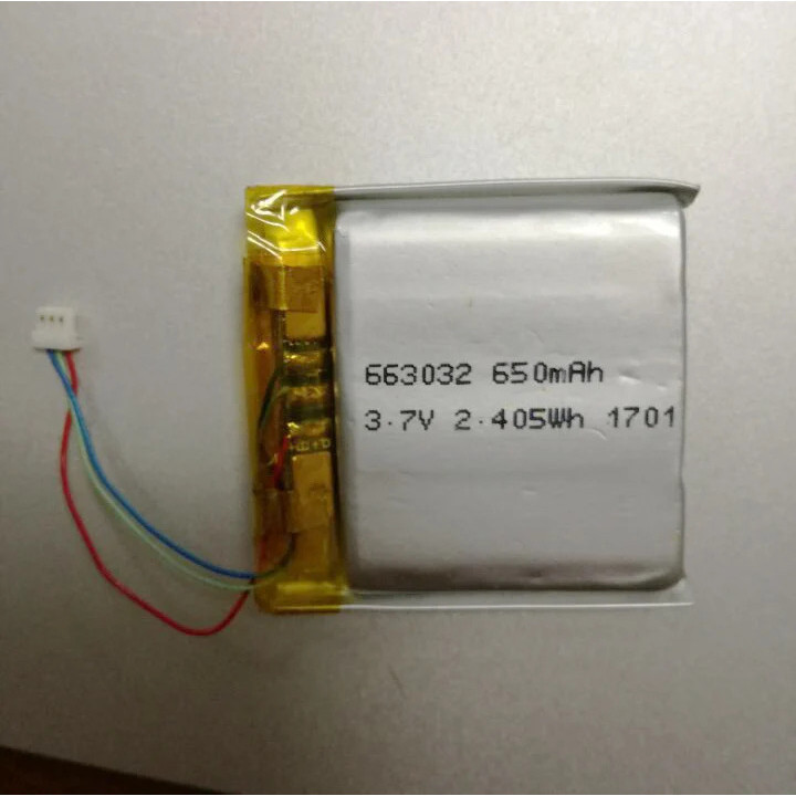 ปลั๊กสามสาย 0.8 มม 663032 3.7V 650mAh สมาร์ทวอท์ชชาร์จแบตเตอรี่ลิเธียม Li-ion Polymer แบตเตอรี่สําหร