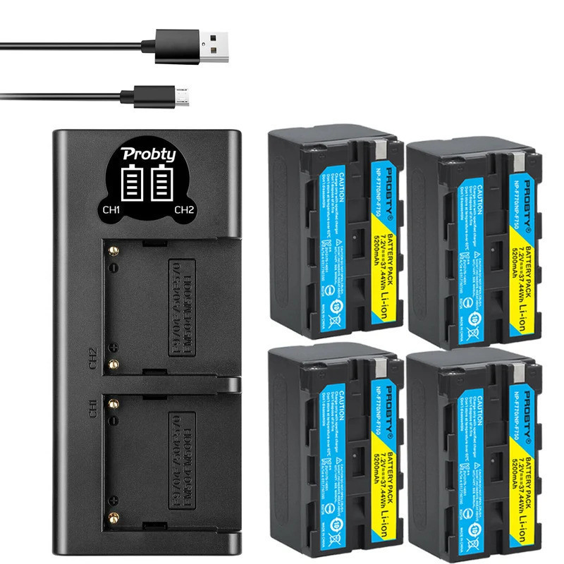 5200mAh NP-F770 NP-F750 NP F770 np f750 NPF770 750 แบตเตอรี่ + LED USB Charger สําหรับ Sony NP-F550 