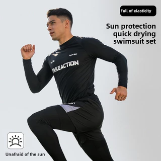 Oversize Men Summer Relaxed Fit Fast-Drying Plus Size Casual Swim Top & Shorts Set