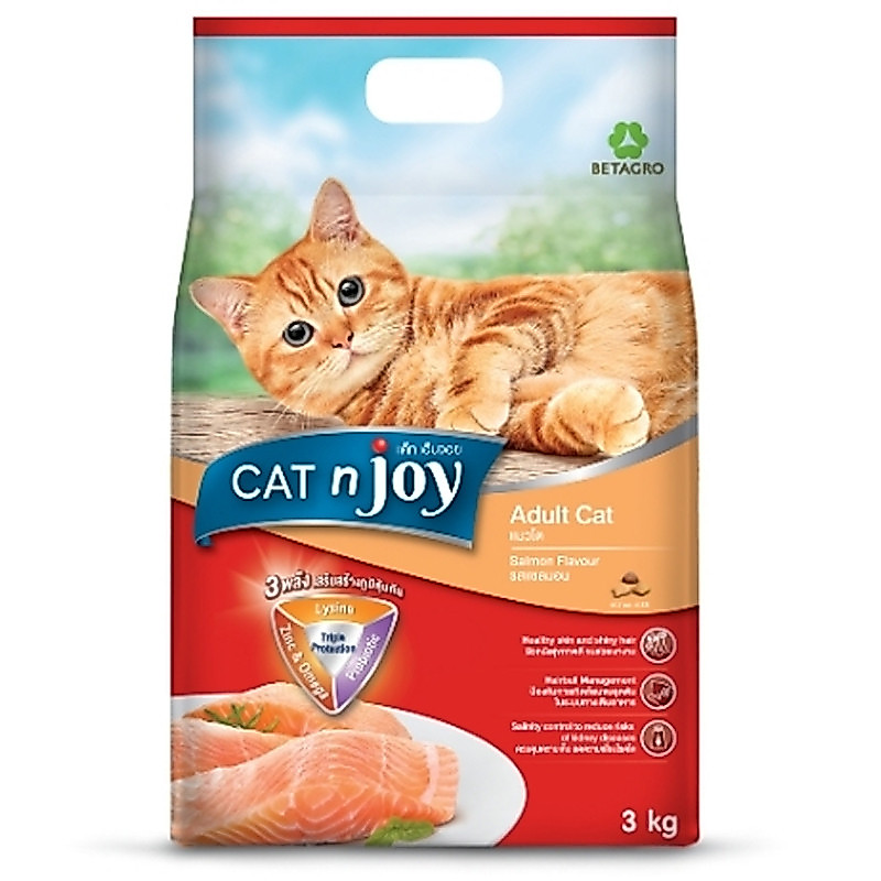 แค็ทเอ็นจอยอาหารแมวโตรสแซลมอน 3กก. Cat N Joy Adult Cat Salmon Flavour 3kg. [หมายเลขบาร์โค้ด 8859104000384 ]