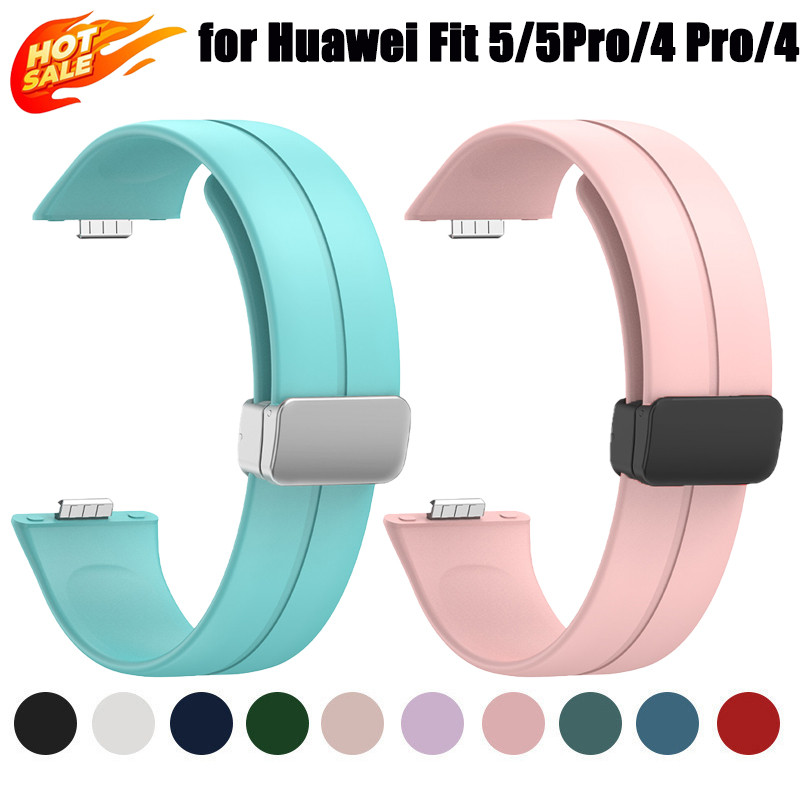 สายรัดแม่เหล็กซิลิโคนสําหรับกีฬาสําหรับสร้อยข้อมือวง Huawei Fit 5/5Pro/4 Pro/4/3