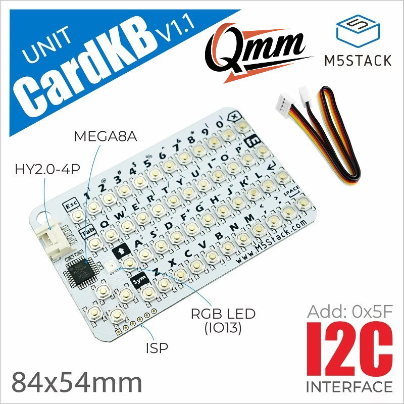 M5Stack CardKB v1.1 Mini 50-Key QWERTY คีย์บอร์ด I2C RGB LED โปรแกรม UIFlow คีย์บอร์ดหน่วย