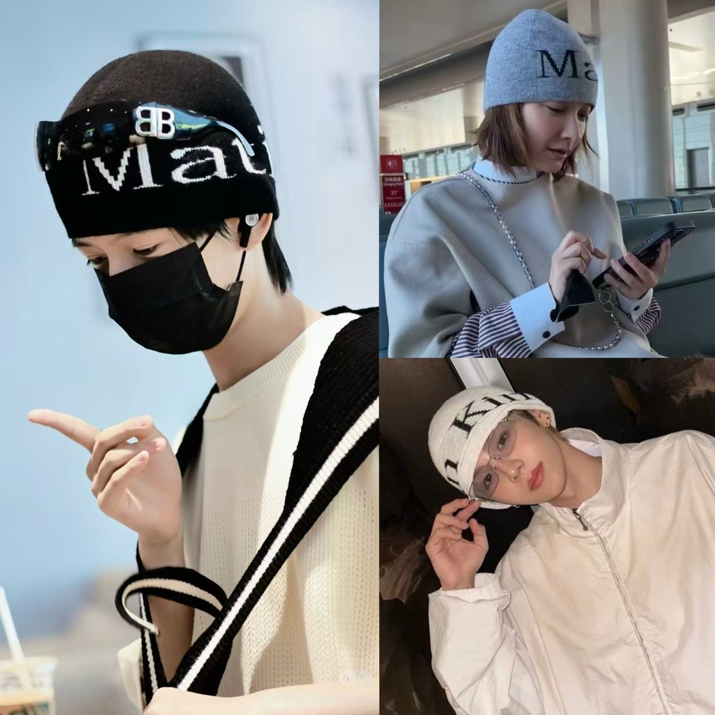 เกาหลีของแท้ Matin Kim สไตล์ใหม่ Matin Kim Wu Xin Shotaro Lin Ziye สไตล์เดียวกันตัวอักษรถักหมวกเย็นผ