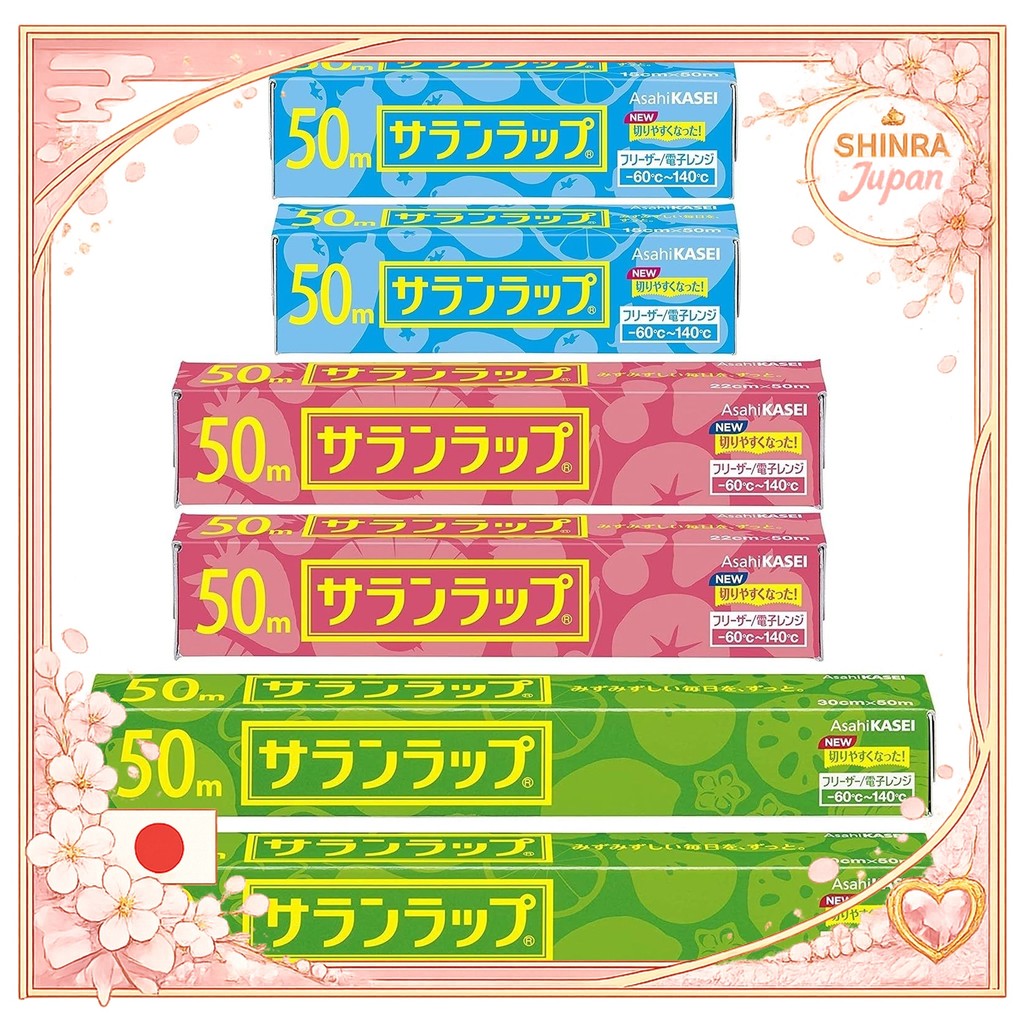 《Direct From Japan》  Saran wrap 15cm x 50m x 2 pieces + 22cm x 50m x 2 pieces + 30cm x 50m x 2 piece