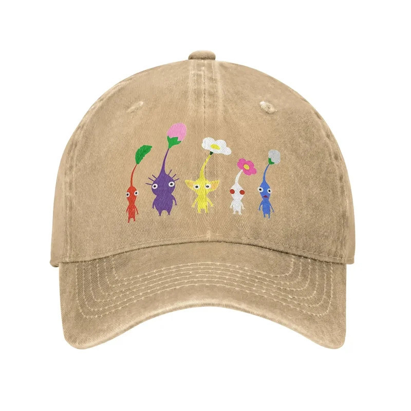 น่ารัก Pikmin รูปแบบพิมพ์หมวกสําหรับผู้ชายผู้หญิงผ้าฝ้ายอะนิเมะการ์ตูน Trucker หมวก Lerisure สวมเบสบ