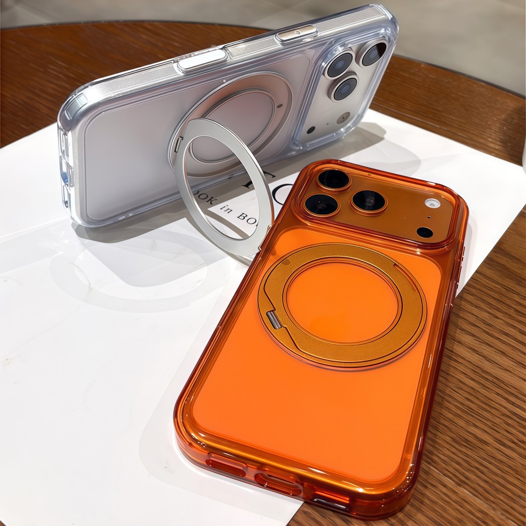 โลหะฝ้า 360° หมุนวงเล็บแม่เหล็กเคสใสสําหรับ ไอโฟน 17 16 รูปที่ 3