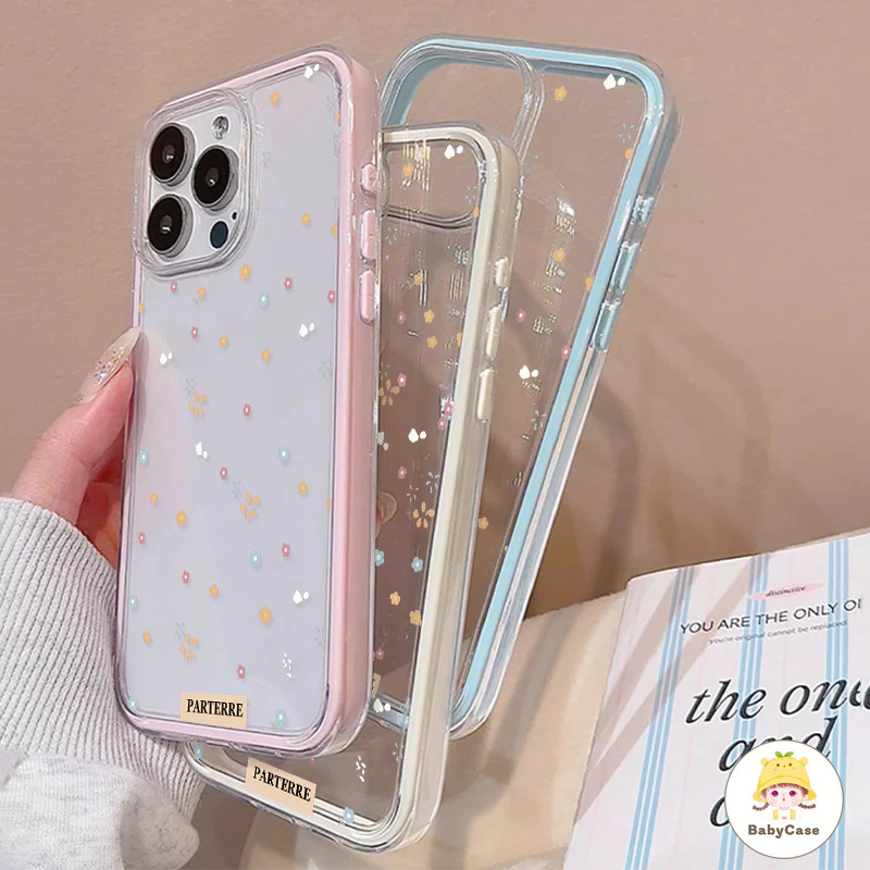 เปลือกโทรศัพท์โปร่งใสลายดอกไม้สีสันสดใส เคสไอโฟน 16 สำหรับ iPhone15 12 11 11 14 13 Pro Max 16 15 14 Plus 13 15 16 14 Pro