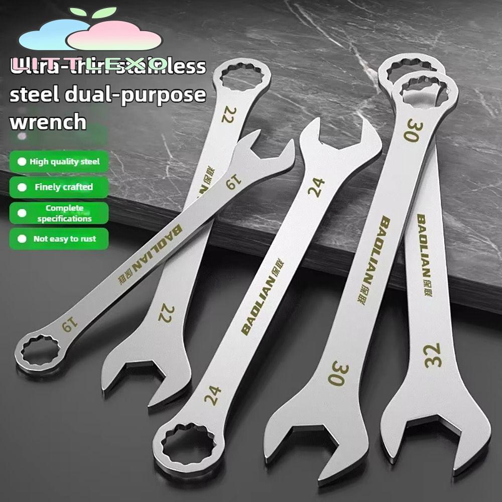 LITTLEX 1 ชิ้น Ratchet Spanner, Double-end 5-32 มม.ประแจปลายเปิดบางเฉียบ,มัลติฟังก์ชั่น 3 มม.ความหนาประแจปลายเปิดจักรยานรถจักรยานยนต์รถซ่อมเครื่องมือ