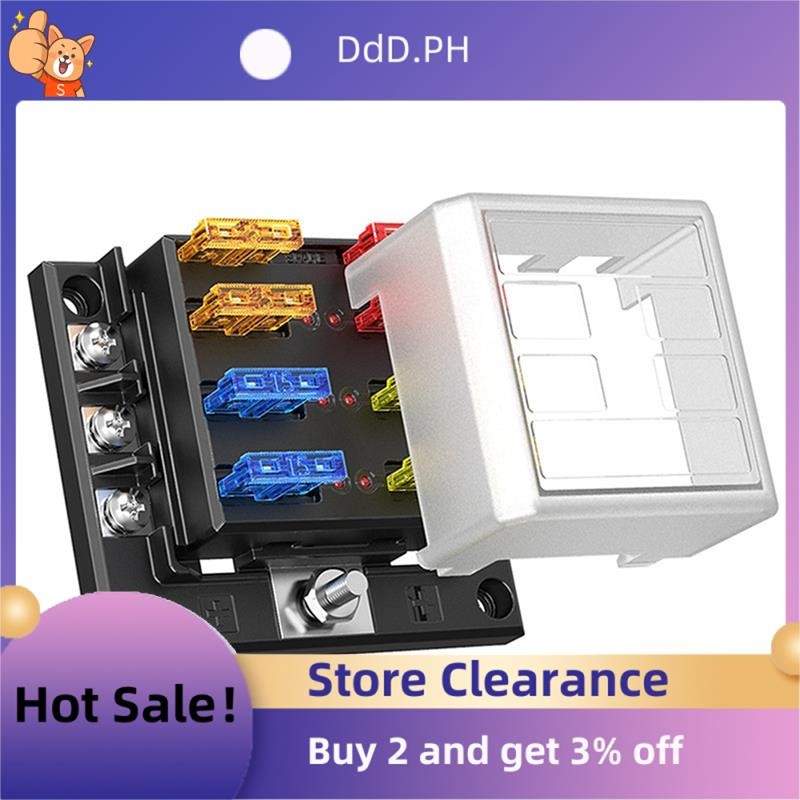 RV Fuse Box- 6P 100A 6-Way One in Six Out Fuse Holder with LED Indicator