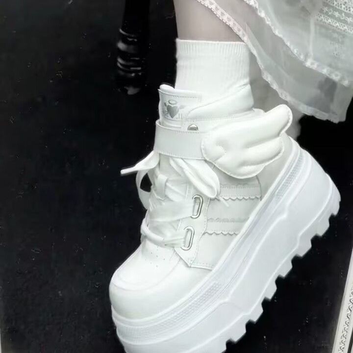 รองเท้าผ้าใบสตรี พื้นหนามาก น้ำหนักเบา สวมใส่สบายทั้งสำหรับการออกกำลังกายและสวมใส่ใน повседневной жизни