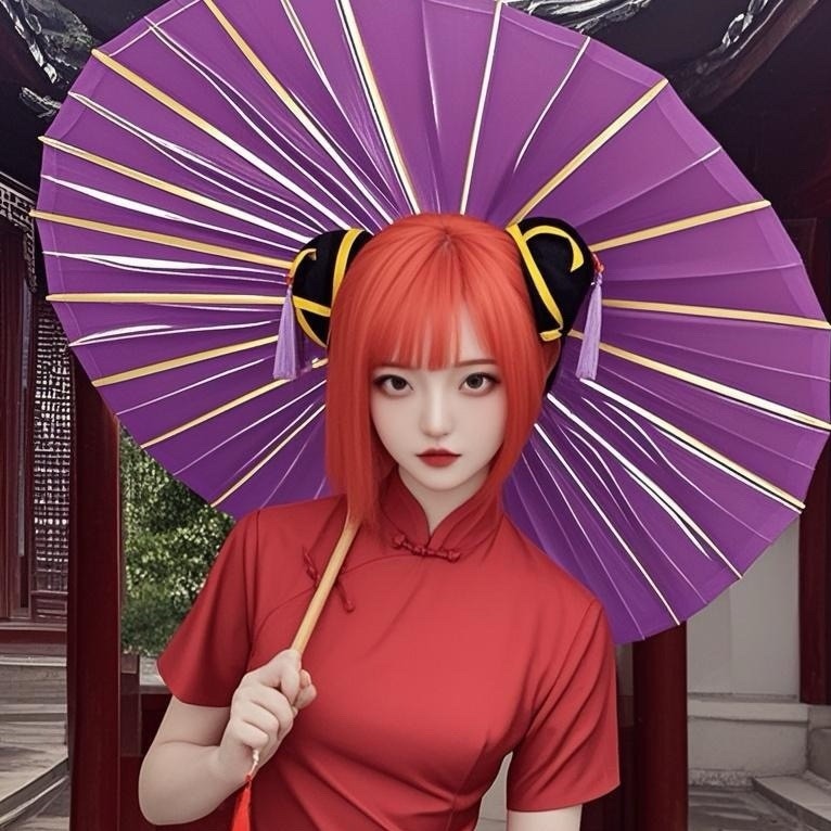 เครื่องประดับผม.cosplay คาเกะระ จากกินทามะ - วิกผมสีส้ม และกระเป๋าผมสีดำ