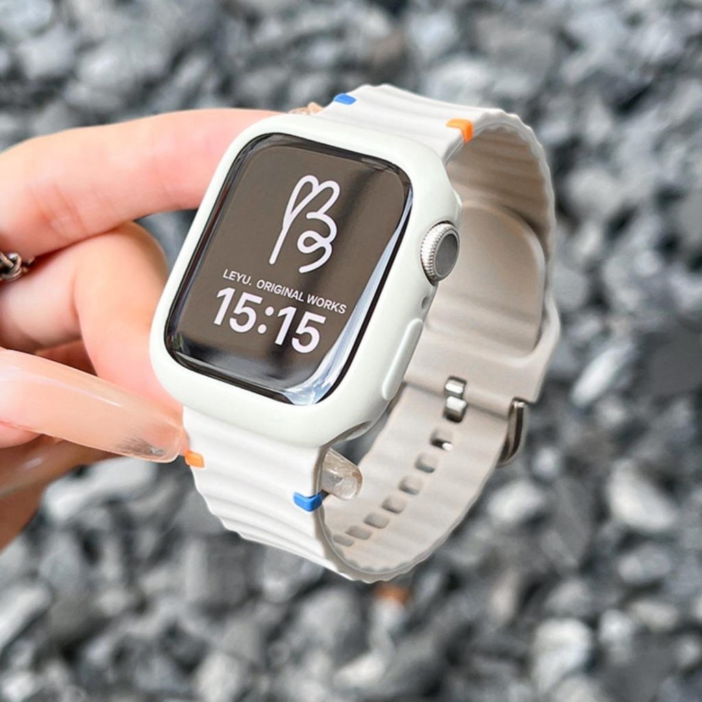 เกาหลีที่เรียบง่ายสายนาฬิกาข้อมือบวกกรณีชุด,กีฬาซิลิโคนเหลวสาย+ฝาครอบ,For Apple watch เหมาะสําหรับแอปเปิ้ลดู10 8 7 พิเศษ2 ส10 ส9 40มิลลิเมตร41มิลลิเมตร44มิลลิเมตร46มิลลิเ